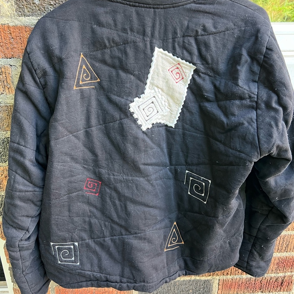Black Jacket with Geometric Embroidery